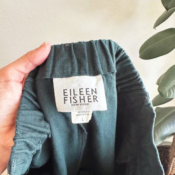 Eileen Fisher Wide Leg 100% Linen Trouser Pants Large Pleated Minimalist Classic - Picture 4 of 9